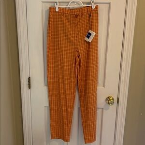 Joey Rodolfo resort two Paris pant in mandarin Orange Checkered Pants size 8 bn